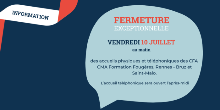 Fermeture exceptionnelle 10 juillet 2026